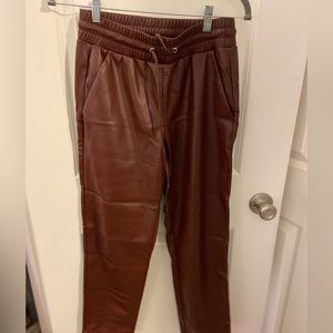 Loft Leather Jogger Pants Oxblood Red XS NWT
